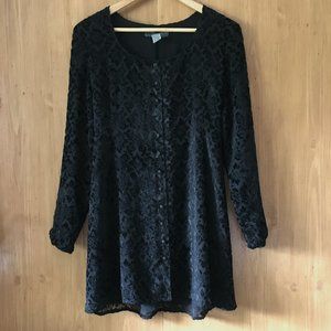 Vintage 90s Lydia GAP Velvet Burnout Gothic Damask Dress